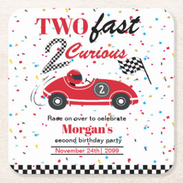 Zwei schnelle, zweitkuriose Red Sports Car zum zwe Rechteckiger Pappuntersetzer