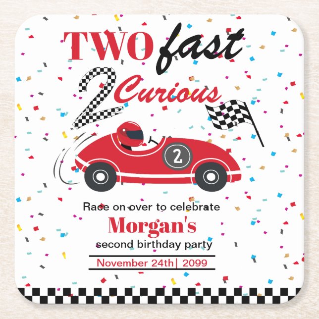 Zwei schnelle, zweitkuriose Red Sports Car zum zwe Rechteckiger Pappuntersetzer (Vorderseite)