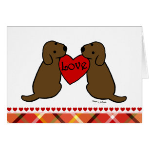 Zwei Schokolade Labradors mit Liebe-CartoonTartan