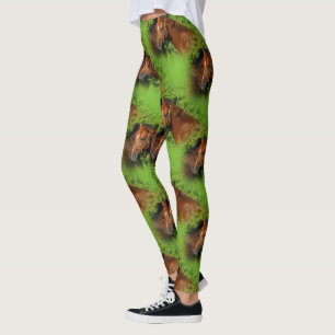 Zwei schöne Kastanienbraune Pferde in der Sonne Leggings