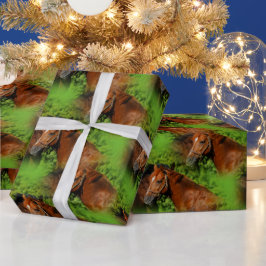 Zwei schöne Kastanienpferde in der Sonne Geschenkpapier