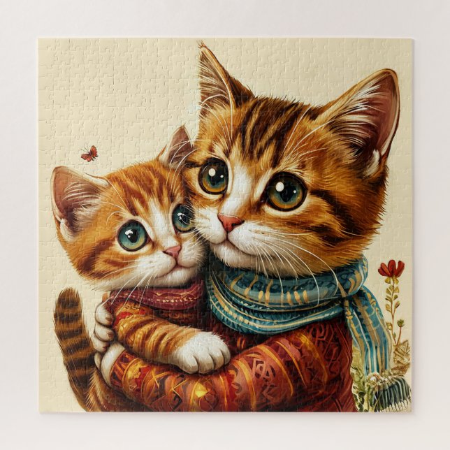 Zwei schöne Katzen umarmt Puzzle (Vertikal)
