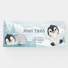 Zwei schöne Pinguine Illustration Baby Dusche Banner