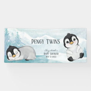 Zwei schöne Pinguine Illustration Baby Dusche Banner