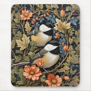 Zwei schöne schwarz gekappte Chickadees Mousepad