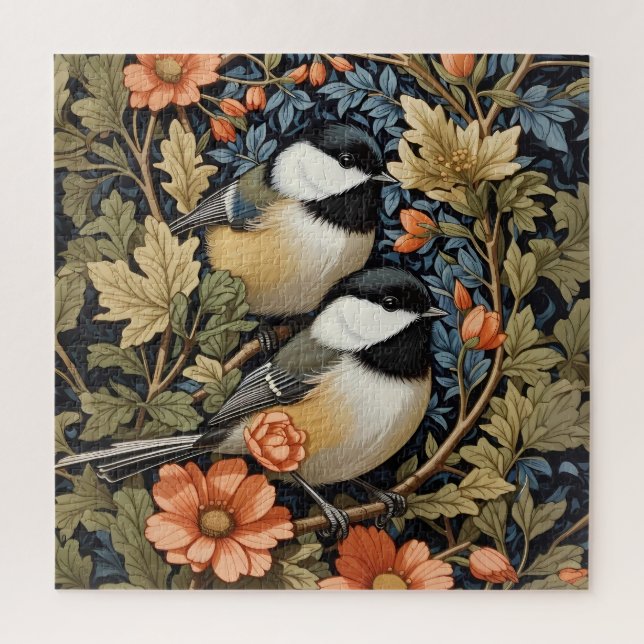 Zwei schöne schwarz gekappte Chickadees Puzzle (Vertikal)