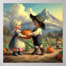 Zwei schöne Vintage Munchkins in einem Pumpkin-Pat Poster