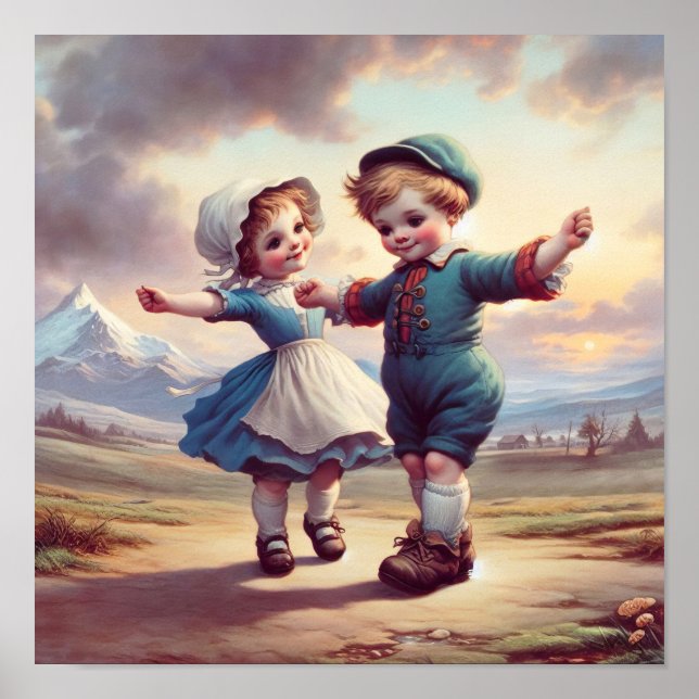 Zwei schöne Vintage Munchkins-Tänze Poster (Vorne)