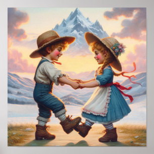 Zwei schöne Vintage Munchkins-Tänze Poster