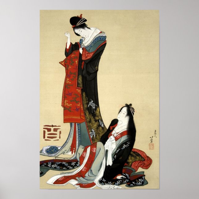 Zwei Schönheiten, Hokusai Poster (Vorne)