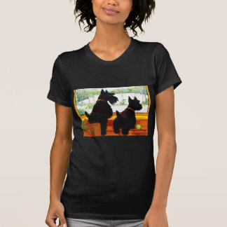 Zwei schottische Hunde Wartete für den Weihnachtsm T-Shirt