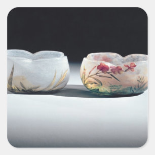 Zwei Schüsseln durch Daum, Nancy, Frankreich Quadratischer Aufkleber