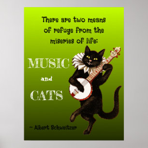Zwei Schutzmittel Musik Katzen Schweitzer Poster