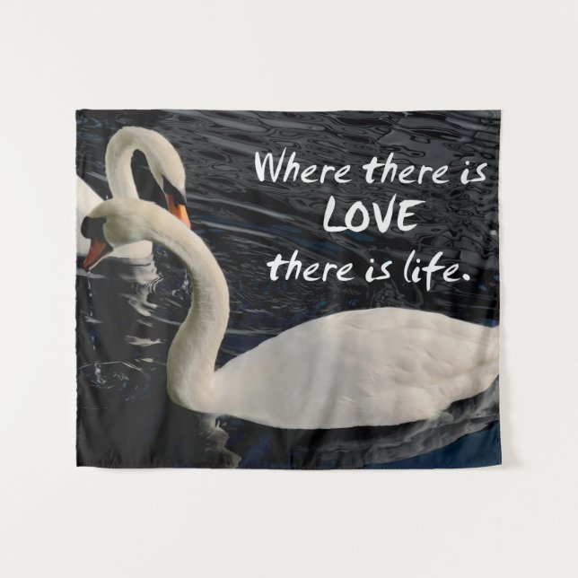 Zwei Schwäne am See Wandteppich (Vorderseite (Horizontal))