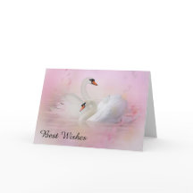 Zwei Schwäne auf rosa Hintergrundhochzeit