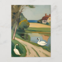 Zwei Schwäne in der Nähe eines Teiches