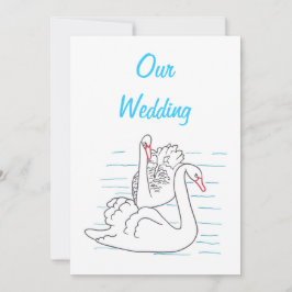 Zwei Schwäne schwimmen Zeichnend Hochzeitseinladun Einladung