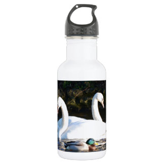 Zwei Schwäne und eine Ente Edelstahlflasche