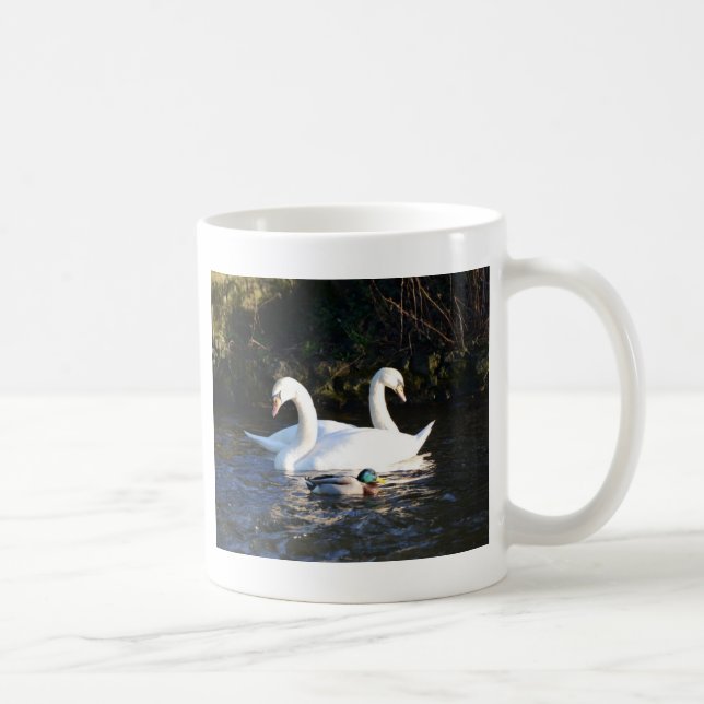 Zwei Schwäne und eine Ente Kaffeetasse (Rechts)