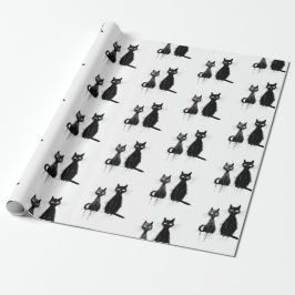 Zwei schwarze Katzen Design Geschenkpapier