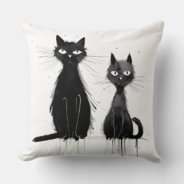 Zwei schwarze Katzen Design Kissen