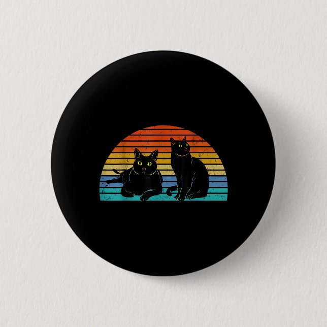 Zwei schwarze Katzen farbenfroher Hintergrund Katz Button (Vorderseite)