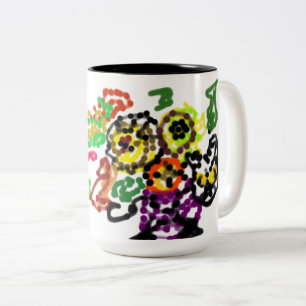 Zwei schwarze Katzen lieben den Herbst  Zweifarbige Tasse