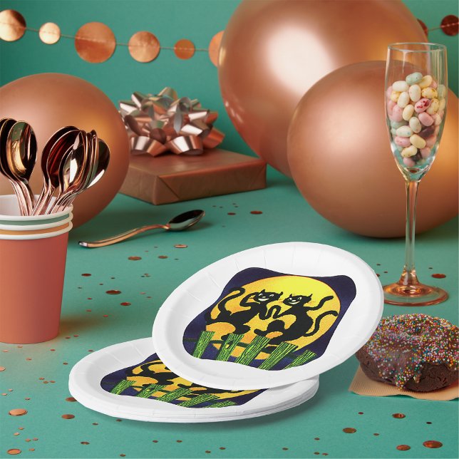 Zwei schwarze Katzen Pappteller (Von Creator hochgeladen)