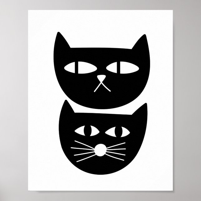 Zwei schwarze Katzen Poster (Vorne)