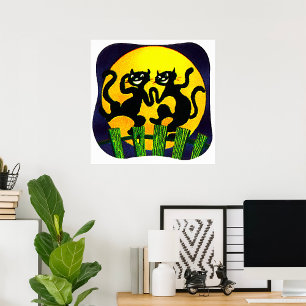 Zwei schwarze Katzen Poster