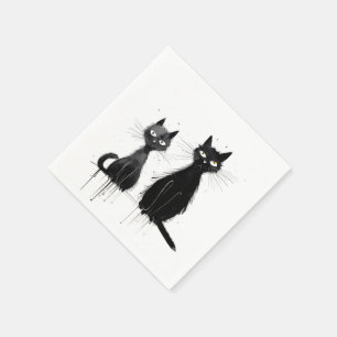Zwei schwarze Katzen Serviette