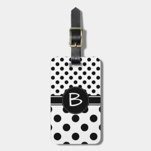 Zwei schwarze Punkte-Muster Monogramm Gepäckanhänger