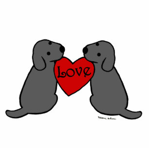 Zwei schwarzes Labradors mit Liebe-Cartoon Fotoskulptur Magnet