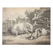 Zwei Schweine, die in Strohhalm in einem Außengebl