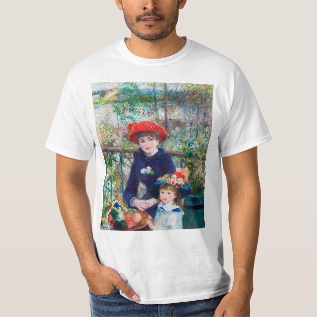 Zwei Schwestern (auf der Terrasse) Pierre Auguste  T-Shirt (Vorderseite)