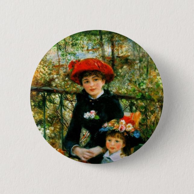 Zwei Schwestern Auf der Terrasse von Renoir Button (Vorderseite)