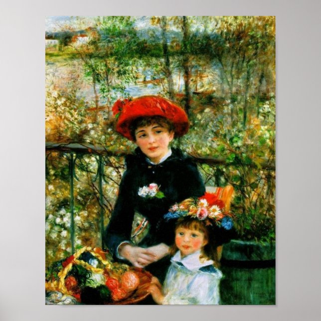 Zwei Schwestern Auf der Terrasse von Renoir Poster (Vorne)