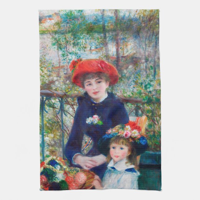 Zwei Schwestern - Renoir Impressionist Malerei 188 Geschirrtuch (Vertikal)