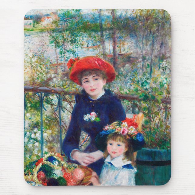 Zwei Schwestern - Renoir Impressionist Malerei 188 Mousepad (Vorne)