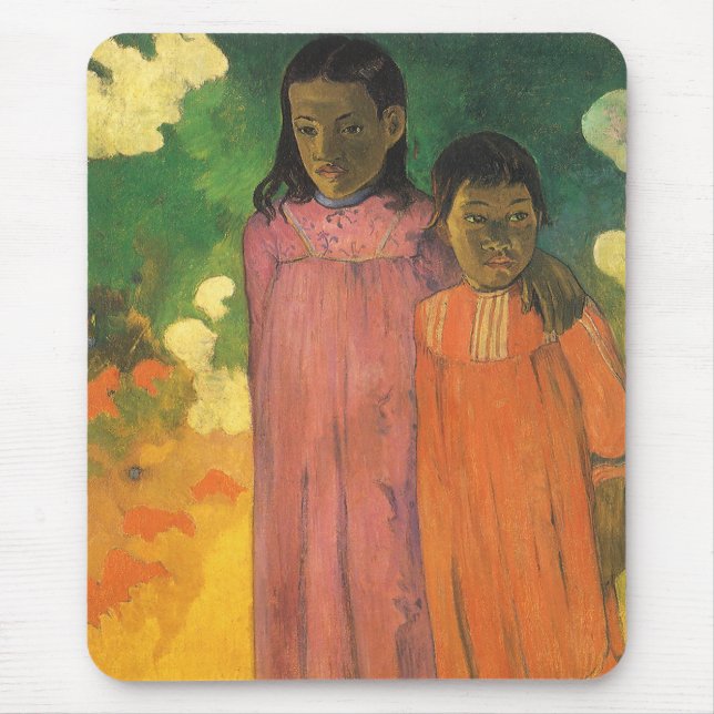 Zwei Schwestern von Paul Gauguin, Vintage Kunst Mousepad (Vorne)