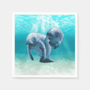 Zwei schwimmende Manatis Serviette