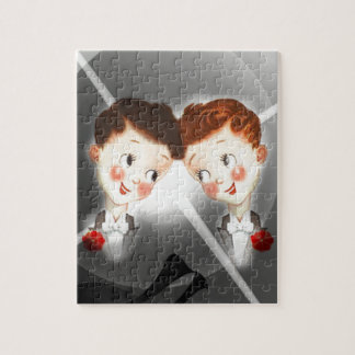 Zwei schwule Männer als Paar in Smoking, bezaubern Puzzle
