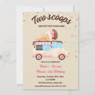Zwei Scoops sind besser als eine Geburtstagsparty Einladung