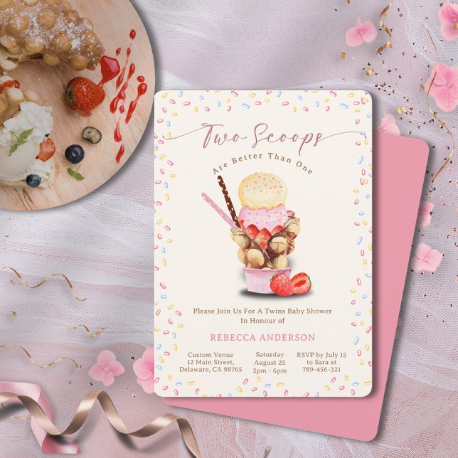 Zwei Scoops sind besser als eine Zehn Babydusche Einladung (Two Scoops Are Better Than One Twins Baby Shower Invitation)