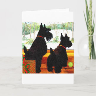Zwei Scottie-Hunde am Weihnachten