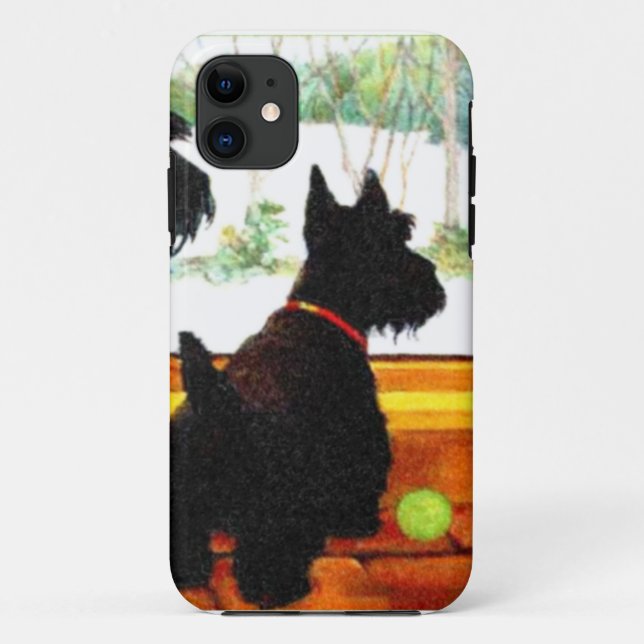Zwei Scottie-Hunde warteten Weihnachtsmann Case-Mate iPhone Hülle (Rückseite)