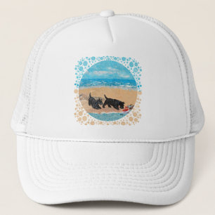 Zwei Scotties am Strand Truckerkappe