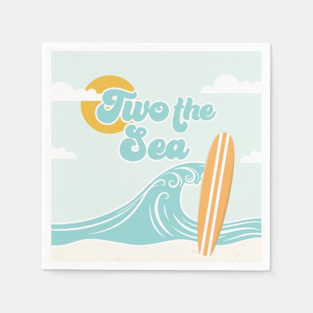 Zwei Sea Surf Beach 2. Geburtstag Napkins Serviette (Vorderseite)