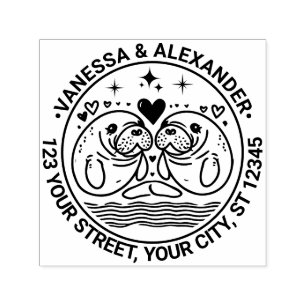 Zwei Seekühe in Liebe Paarnamen Rücksendeadresse Permastempel