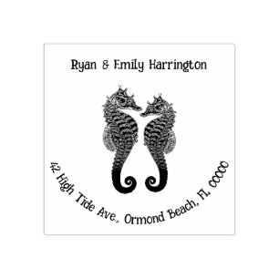 Zwei-Seepferdchen-Adresse Gummistempel